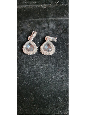 Sterling Silver Omega Back Earrings Large Faceted Crystal Statement Earrings 24